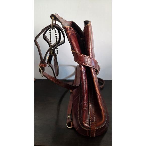 Rare LOS ROBLES Polo Time Leather Backpack Argentina Brown Croco Embossed main image 9